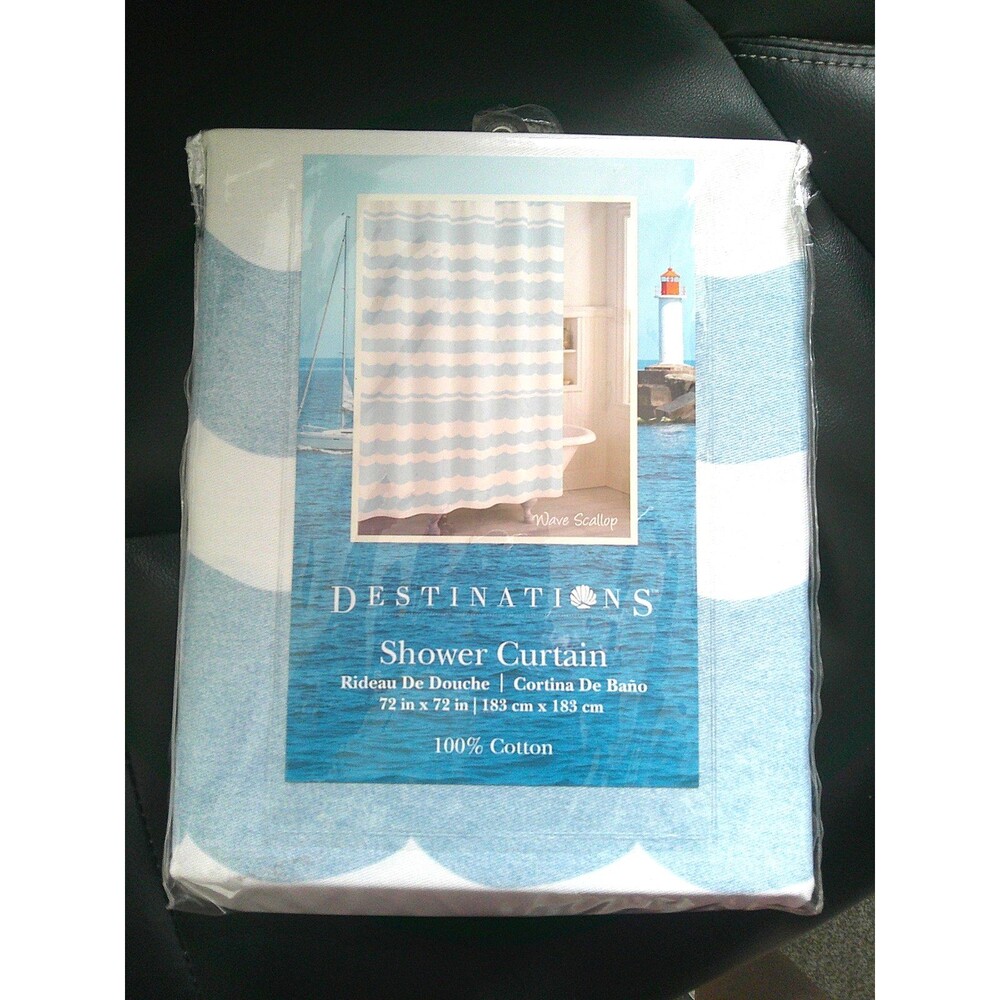 NEW  Destinations  100% Cotton Shower Curtain called Wave Scallop72 x 72"
